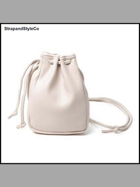 PU Leather Mini Crossbody Purse Drawstring Bucket Bag Womens